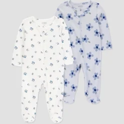 Carter's Just One You® Baby Girls' 2pk Floral Sleep N' Play - Blue -Carter's Shop GUEST 02802022 5bc3 4d23 b0ff 489a55dfc33d