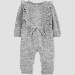 Carter's Just One You®️ Baby Girls' Ruffle Jersey Jumpsuit - Gray -Carter's Shop GUEST 14a9a238 ea22 4757 90ba 6fd9b42a66d5