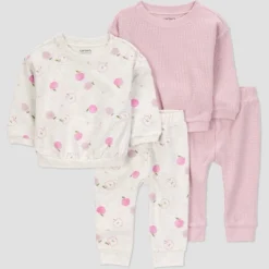 Carter's Just One You® Baby Girls' 4pc Apple Top & Bottom Set - Gray/Pink -Carter's Shop GUEST 222a5492 ea74 4a3f 9c53 8e2313b6d0ca
