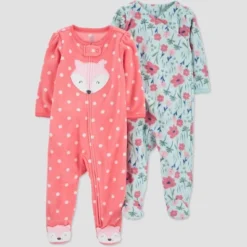 Carter's Just One You® Baby Girls' 2pk Fleece Sleep N' Play - Green/Pink -Carter's Shop GUEST 2f44b4a5 af15 4c3f bad8 31b33e6f7c24