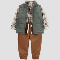 Carter's Just One You®️ Baby Boys' Plaid Top & Bottom Set - Green/Brown