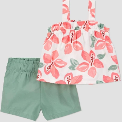 Carter's Just One You® Baby Girls' Tropical Floral - Green/White/Pink 3 Carter's Just One You® Baby Girls' Tropical Floral - Green/White/Pink - Image 3