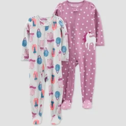 Carter's Just One You®️ Toddler Girls' 2pk Penguins And Polka Dot Unicorn Fleece Footed Pajama - Gray/Purple -Carter's Shop GUEST 343b36de 1cfd 4f9b b36b e57b3d48510e
