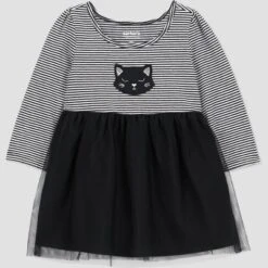 Carter's Just One You® Baby Girls' Halloween Striped Cat Dress - Black