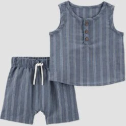 Carter's Just One You® Baby Boys' Striped Tank & Shorts Set - Blue -Carter's Shop GUEST 42719058 8d34 42a5 8c3a 5c4ce53fa6e0