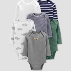 Carter's Just One You® Baby Boys' 6pk Striped And Animal Print Bodysuit - Green/White/Blue -Carter's Shop GUEST 492a6b56 679d 4067 8474 8ad3e5a78cd4