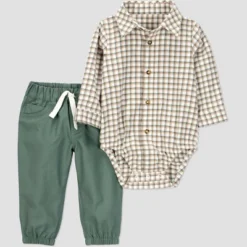 Carter's Just One You® Baby Boys' 2pc Plaid Bodysuit & Pants Set - Green -Carter's Shop GUEST 4aa76138 2891 43e1 9944 c2d61a4dbbdc