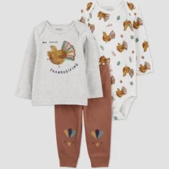 Carter's Just One You®️ Baby 3pc Thanksgiving Top & Bottom Set - Brown -Carter's Shop GUEST 58432146 3665 4653 98f9 e4f31dbcef5d
