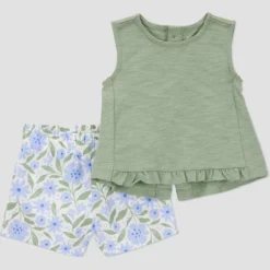 Carter's Just One You® Baby Girls' Floral Top & Bottom Set - Green/Blue -Carter's Shop GUEST 6e7644cb 388f 41c8 8cab d8b462d5e523