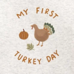 Carter's Just One You® Baby 3pc Thanksgiving ''My First Turkey Day'' Top & Bottom Set - Cream