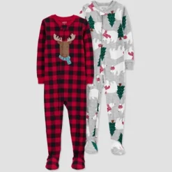 Carter's Just One You®️ Toddler Boys' 2pk Buffalo Checkered Reindeer And Polar Bears Footed Pajama - Black/Red -Carter's Shop GUEST 9d4f3d5a 43fa 433a a654 0525d8f22122