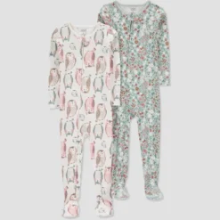 Carter's Just One You®️ Toddler Girls' 2pk Owl And Floral Printed Footed Pajama - Ivory/Green -Carter's Shop GUEST a64f192c 481c 4ce1 90bb 234b88887dd1