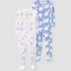 Carter's Just One You®️ Toddler Girls' 2pk Snowflakes And Polar Bears Footed Pajama - White/Blue -Carter's Shop GUEST ae8dba21 c63c 471d 92dd 9f4608f855a2
