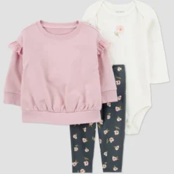 Carter's Just One You® Baby Girls' 3pc Floral Top & Bottom Set - Pink -Carter's Shop GUEST b3e95ec2 9c63 4bc8 986e 3944ebf5f046