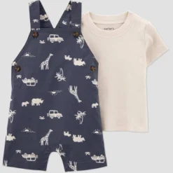 Carter's Just One You® Baby Boys' 2pc Safari Short Sleeve T-Shirt & Overalls Set - Gray -Carter's Shop GUEST b71a49e3 1c9a 48ee bf67 5e12a88037e3
