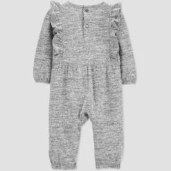Carter's Just One You®️ Baby Girls' Ruffle Jersey Jumpsuit - Gray