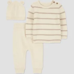 Carter's Just One You® Baby 3pc Striped Bear Sweater Top & Pants Set - Cream -Carter's Shop GUEST c90a053e 6076 4d8b a57c a1452768bdf9