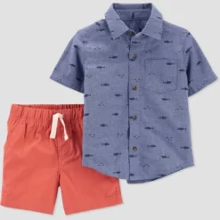 Carter's Just One You® Toddler Boys' Chambray Shark Top & Bottom Set - Blue/Coral -Carter's Shop GUEST cb51601a 0d4b 475b 850b e56c06488524