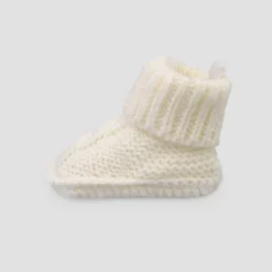Carter's Just One You® Baby Cable Knitted Slippers - Off-White: Newborn Booties, Pull-On, Flexible Outsole