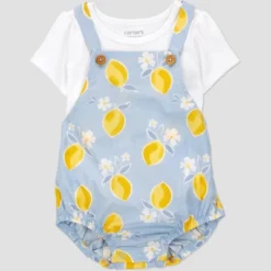 Carter's Just One You® Baby Girls' Lemon Bubble Overalls Set - Blue/Yellow