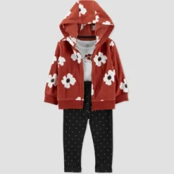 Carter's Just One You® Baby Girls' Floral Cardigan Top & Bottom Set - Brown