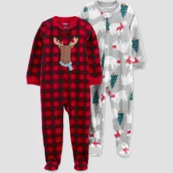 Carter's Just One You®️ Toddler Boys' 2pk Buffalo Checkered Reindeer And Polar Bears Fleece Footed Pajama - Black/Red -Carter's Shop GUEST dd70060c d6fb 4953 ab9c b4355ae412d3