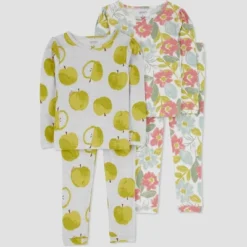 Carter's Just One You® Toddler Girls' Apples And Floral Long Sleeve Pajama Set - Gray/Green -Carter's Shop GUEST e233ef7f 68a7 48fc 87f2 58627ad744d6