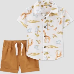 Carter's Just One You® Baby Boys' Safari Top & Bottom Set - White/Brown -Carter's Shop GUEST e3dd5a39 20fb 4044 b622 b50a198d8c53