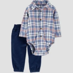 Carter's Just One You® Baby Boys' 2pc Plaid Button Up Bodysuit And Pants Set - Blue -Carter's Shop GUEST fd082537 6e5c 4b90 bc07 41c1f3ba7d12