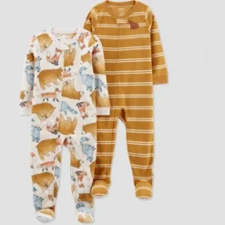 Carter's Just One You®️ Toddler Boys' 2pk Bear Fox And Striped Fleece Footed Pajama - Gold -Carter's Shop GUEST fd205256 e964 401d bf32 b97360611f93